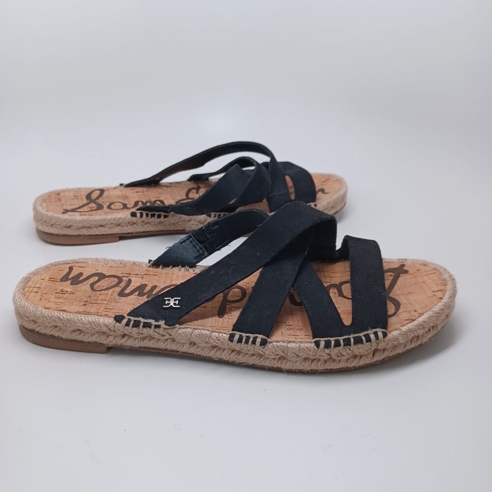Sam Edelman Sandals Averie‎ Strappy Slide Black Leather Espadrille Women 10 - Picture 13 of 13
